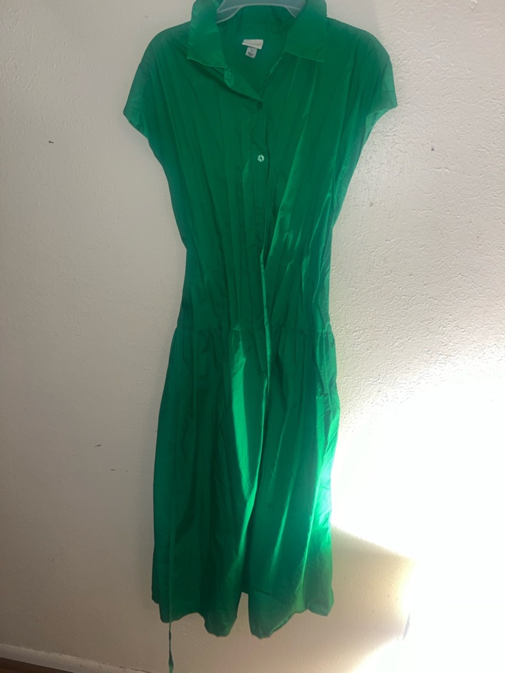 Green Collared Button-Front Women’s Dress